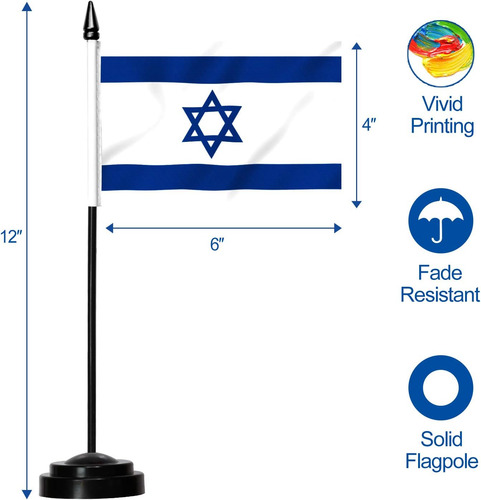Bandera De Escritorio Anley 30 Cm De Altura - Israel