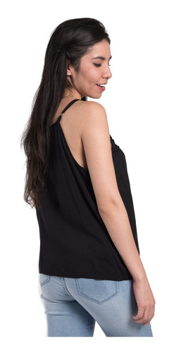 Imagen 2 de 3 de Blusa Lisa De Tirantes Con Transpariencia En Escote