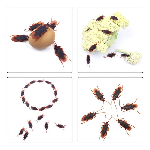 20 Cucarachas Broma Plástico Insectos Tacto Real Halloween