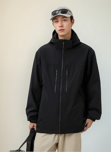 Chaqueta Softshell Impermeable Hombre Cortavientos Capucha