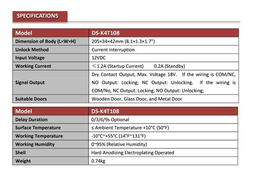 Hembrilla Electrica 800kg Tipo Perno Ds-k4t108 Hikvision