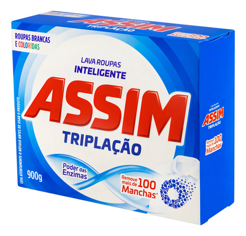 Lava-Roupas Pó Roupas Brancas e Coloridas Assim Triplação Caixa 900g