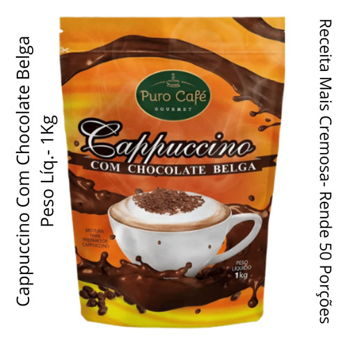 Puro Café Cappuccino Com Chocolate Belga Callebaut 100% Nfe