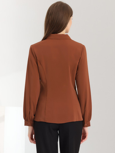 Camisa Casual De Cuello Peter Pan Manga Larga Blusa