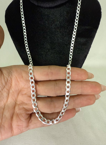 Cadena Dije Plata Fina 925 Gruesa Cubana Barbada Para Hombre 70 Cm De Largo 4 Mm Calibre 120 Collar Ideal Para Regalar En Ocasiones Especiales Como Cumpleaños Momentos Especiales