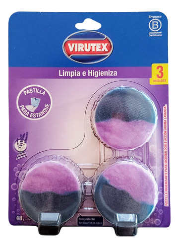 Pastilla Inodoro Wc X3 Sanitizante Lavanda Estanque Virutex