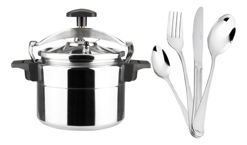 Combo Olla A Presión Marmicoc Clasic 6l + Cuberteria 16 Pzs