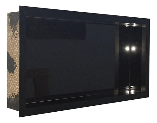Nicho de gres porcelánico negro negro para baño 62x32cm