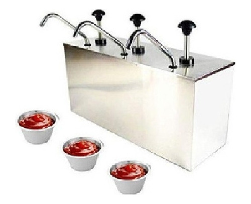 Dispensador De Cremas, Salsas De 3 Posas De Acero Inox.