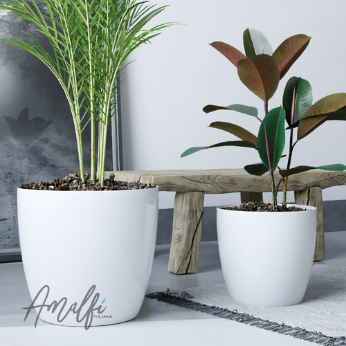 Maceta De Plástico Premium N18 Amalfi Nordica Blanca Color Blanco