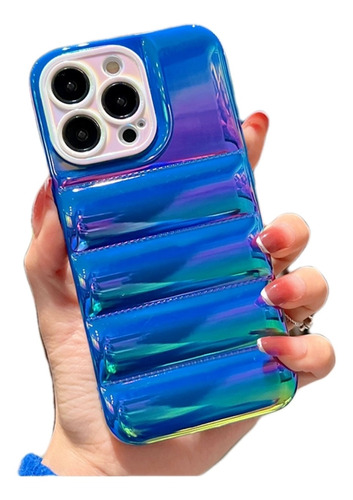 Carcasa Acrilica Tipo Parca Azul Para iPhone 11 