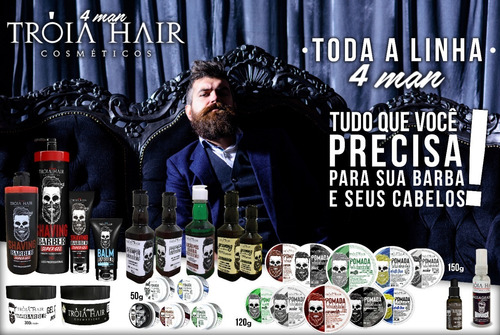 Imagem 4 de 7 de Pomada Pigmentadora Tróia Hair Black Cabelo E Barba 150g