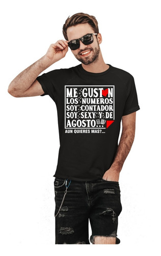 Camiseta Negra De Hombre Manga Corta Para Fiestas Contaduria