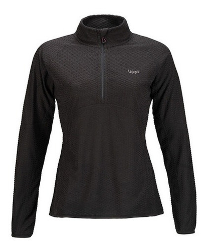 Poleron Mujer Lippi Jacarandá Nano-f 1/4 Zip Negro I19