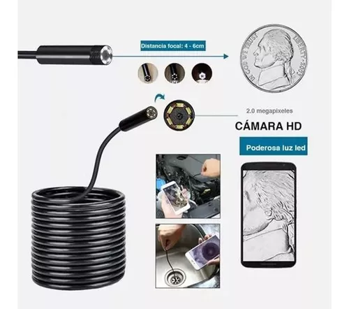 Cámara endoscopica para celular Android OTG con luz LED y cable