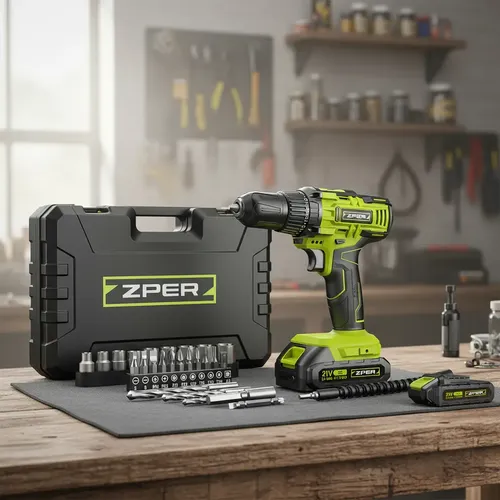 Furadeira de Impacto ZPER 21V 17000 BPM 2 Baterias Li-ion Verde