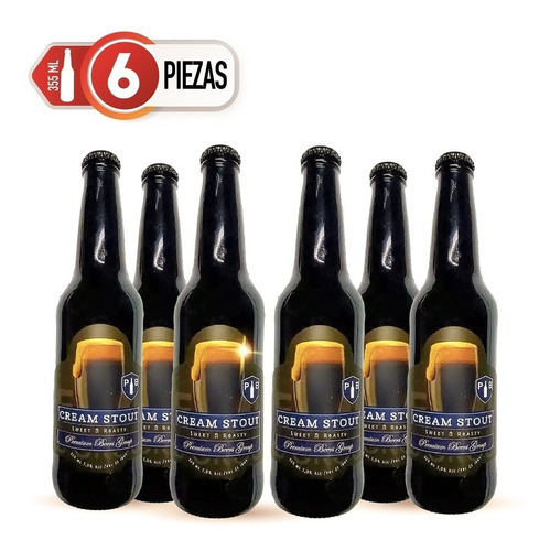 Six Pack Cerveza Premium Beer Cream Stout 355ml C/u