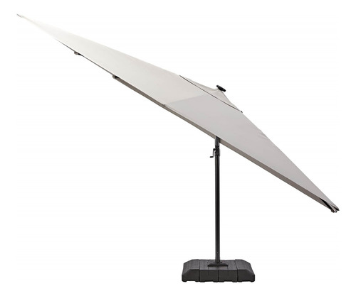 Ombrelone Lateral Alumínio C/ Base E Led Quadrado 4x3m Bege Cor Taupe Lisa