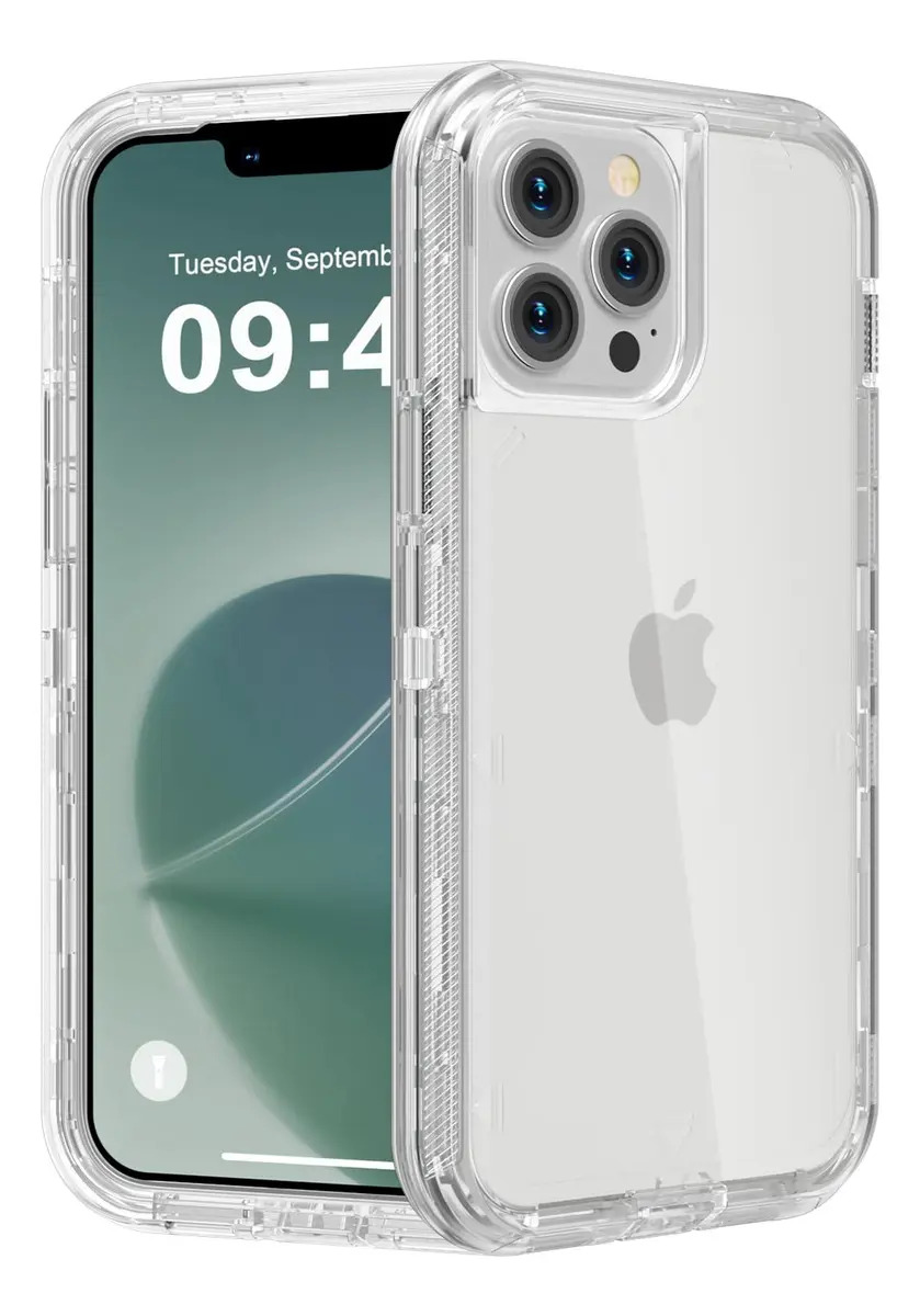 Imagen de Funda Case De Uso Rudo 360 Para iPhone Transparente Antigolpes Con Marco Frontal 3 En 1 Desarmable Tpu + Pc Engrosamiento Múltiple Para Evitar Caídas Para iPhone 12/12 Pro