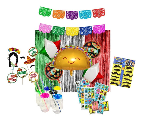 Kit Tricolor Taco Mexico Fiesta Patria Septiembre Completo 