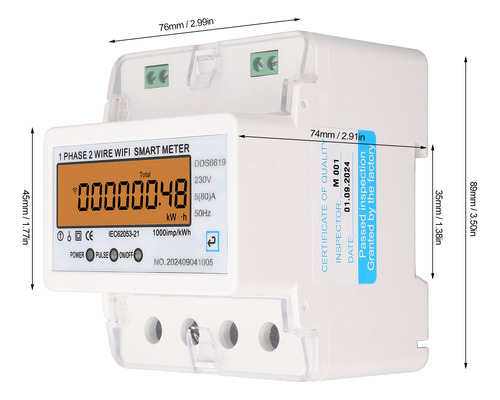 Medidor De Energia Wifi Monofásico De 2 Fios App Com Control
