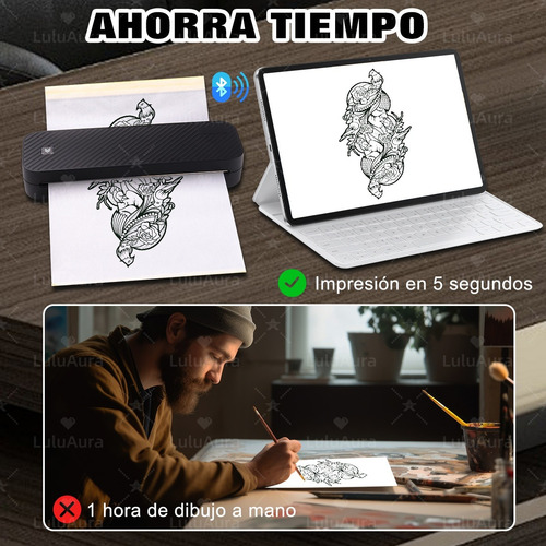 Impresora Térmica Stencil Para Tatuaje Bluetooth+10pzs Papel