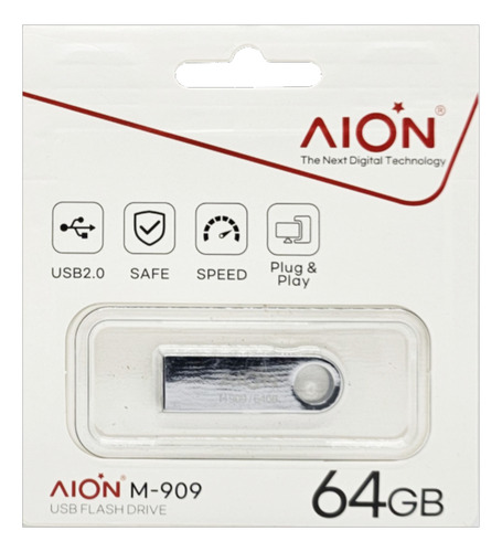 Kit 10 Memorias Usb Aion 909 64gb 2.0 Mayoreo Plateado M909