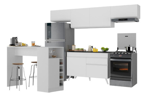 Armário Cozinha Modulado C/bancada Veneza Multimóveis Mp2212 Cor Branco