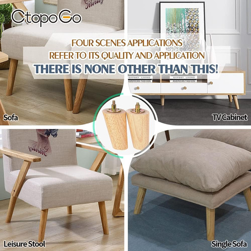 Patas Redondas De Madera Maciza Para Muebles, Juego De 4 Pul