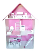 Comprar Casa De Muñecas En Madera De 10 Mm Con Muebles 100×62×30