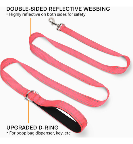 Correa Reflectante Para Perro De Color Rosado Agarre Comodo