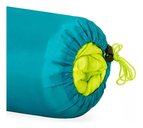 Bolsa De Dormir Acolchada 180 X 75cm Camping Con Bolso Viaje Color Agua