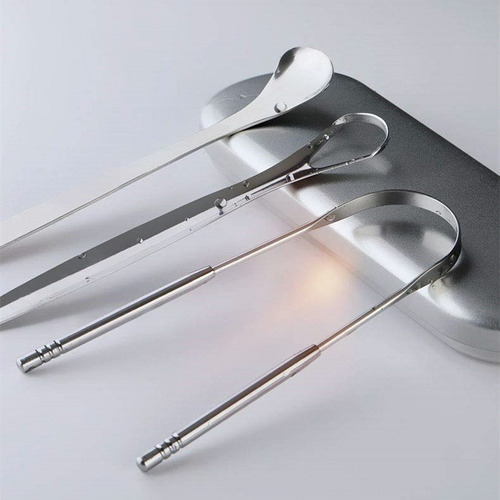 Imagen 3 de 5 de Limpiador Lingual Oral Raspador De Lengua Acero Inoxidable