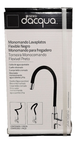 Monomando Flexible Para Lavaplatos Negro Sensi Dacqua