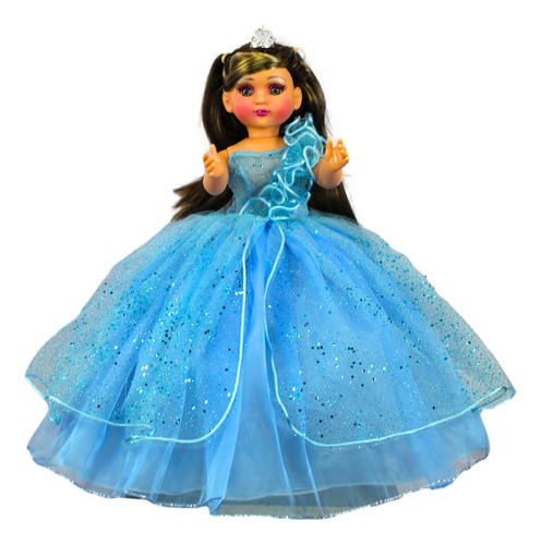 Muñeca Quinceañera Recuerdo 15 Años Azul Cielo Celeste44 Cm