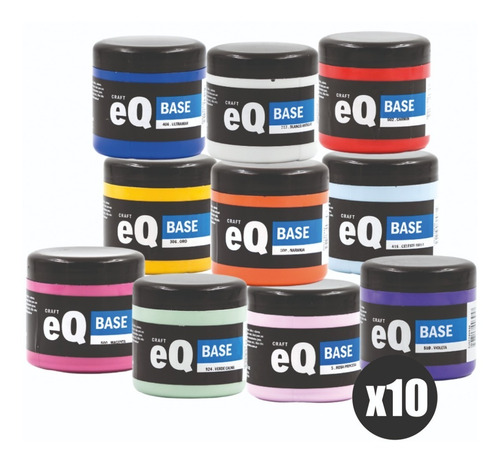 Set Artistico Eqarte X 10 Base Acrilica De 200cc Acrilico