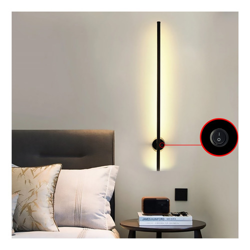 Aplique Lineal Luz Indirecta 20w +tecla Luz Moderno Puraluz Estructura Neutro + Tecla Derecha