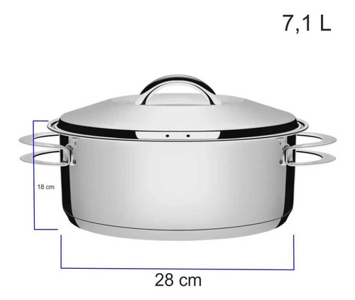 Imagem 3 de 5 de Caçarola Tramontina Solar Rasa Inox Fundo Triplo 28 Cm 7,1 L