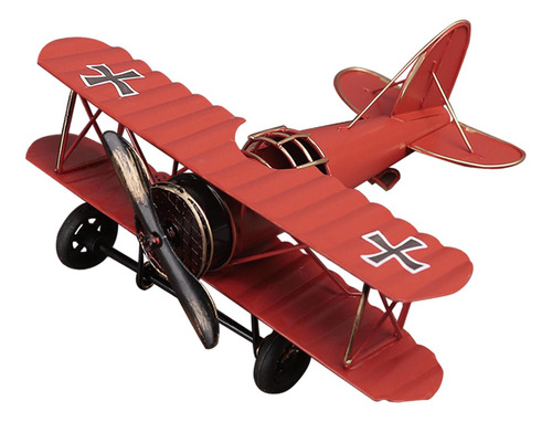 Escultura Biplano Modelo De Avión Clásico Para Decoración