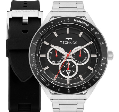 Relógio Masculino Technos Analógico 6p29ajy/t1p Pulseira Na Cor Prata Grande Redondo Original Com Garantia E Nfe