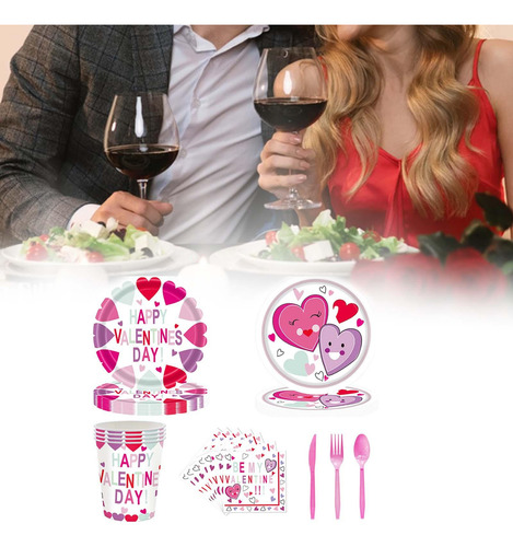 Día De Valentín Corazón Amor Vajilla Desechable Platos