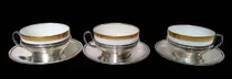 Comprar Antiguo Trío Tazas Té Porcelana Limoges Plata Lappas. M