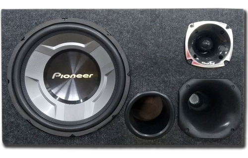 Caixa Trio Som Carro Automotivo Cinza Dutada Sub Pioneer 12 Pol Ts W 3060br 350w Rms