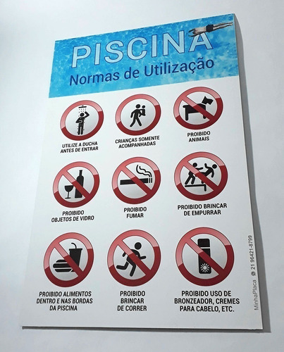 Imagem 3 de 5 de Placa Normas Utilização Piscina - Condomínio - 50x33cm