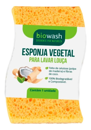 Esponja Lava Louça Bucha Vegetal Compostável Vegana Biowash