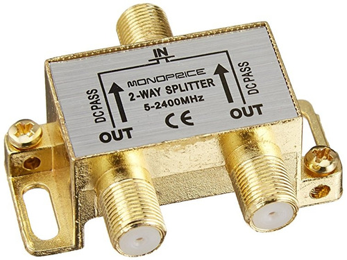 Monoprice 110013 Premium 2-way Splitter Cable Coaxial Tipo F