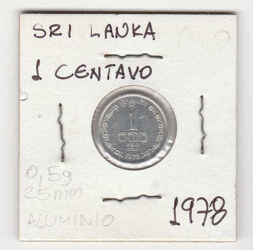 Moneda Sri Lanka 1 Centavo 1978 Unc