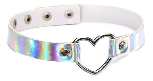 Collar Choker Gargantilla Corazón Tornasol Neón Aesthetic