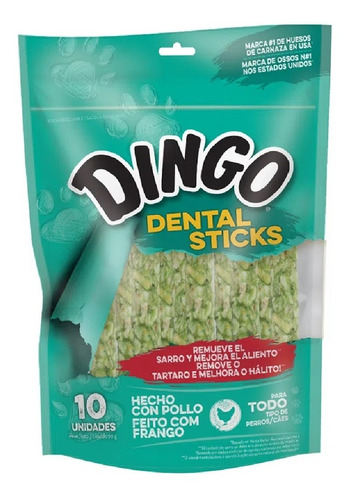Dingo Petisco Para Cães Dental Sticks 10 Unidades 90g