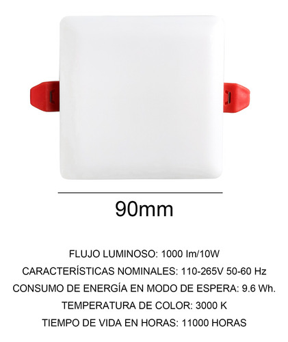 10w Ajustable Empotrar 90mm Lámpara Plafón Led De Techo 20pz Blanco